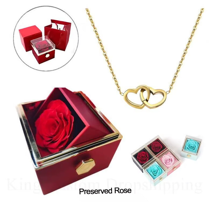 Rose Éternel Avec Collier Personnalisable